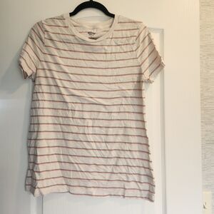 Mossimo Supply Co. Cream, Blue and Orange Striped Tee Size XL Euc